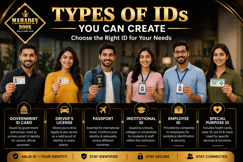Types of IDs including passport, driver license and government ID
