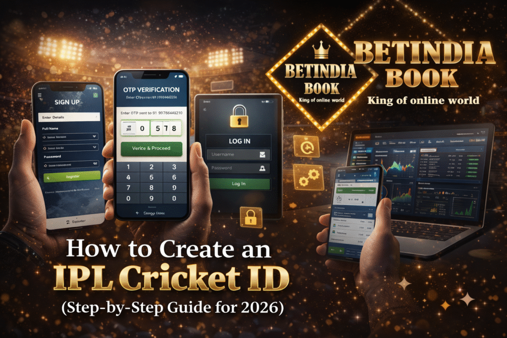 "How to create IPL Cricket ID step by step 2026 with BetIndia Book login, OTP verification and secure dashboard access"