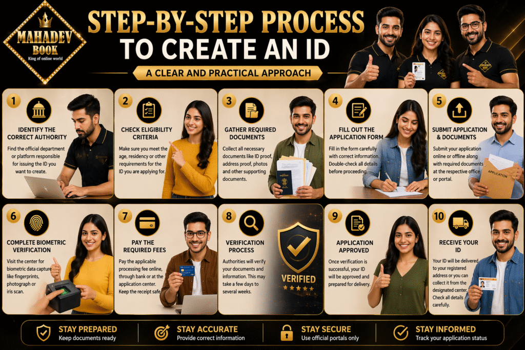 Step by step process to create an ID with documents and verification