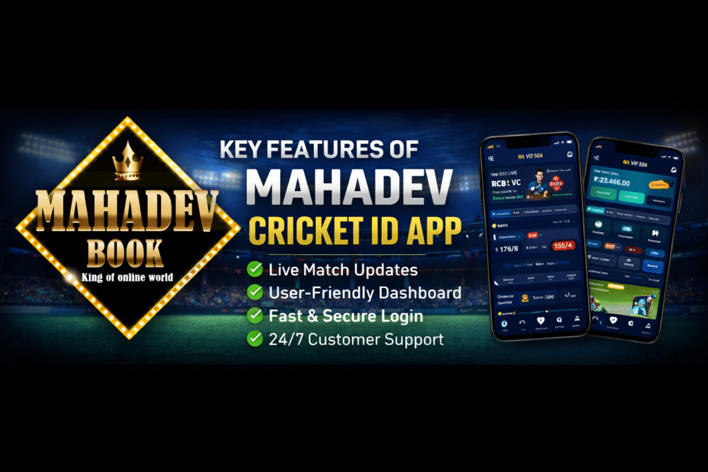 Key features of Mahadev Cricket ID App including live match updates secure login and user dashboard