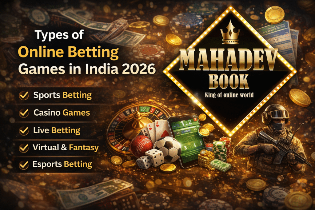 Types of Online Betting Games in India 2026 - Sports Betting, Casino, Live Betting, Esports | Mahadev Book