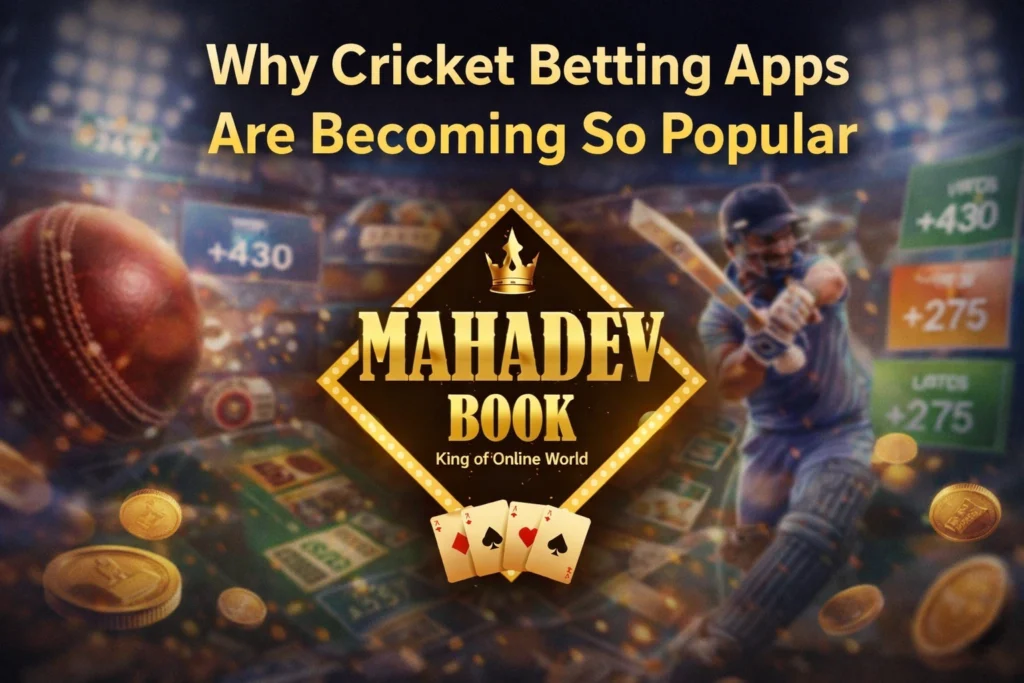 Why cricket betting apps are becoming so popular with Mahadev Book logo digital betting concept