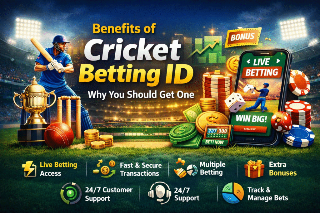 Benefits of Cricket Betting ID India 2026 with live betting, secure transactions, bonuses and 24/7 support