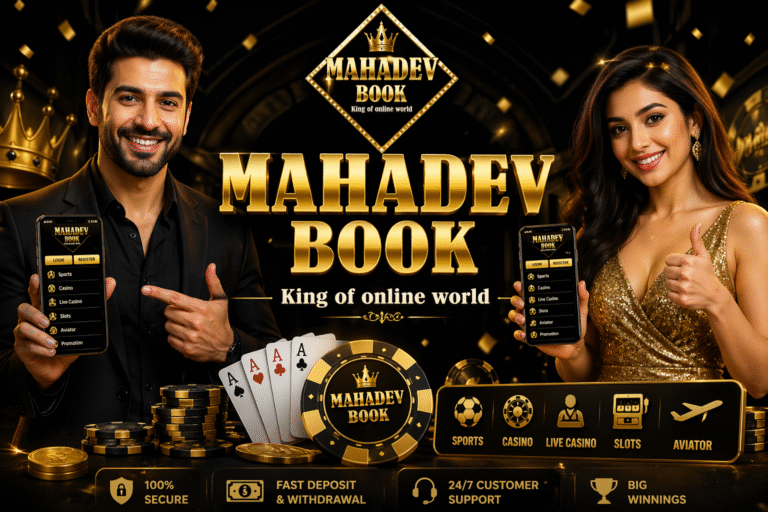 Mahadev Book best gambling site banner with logo and online betting features