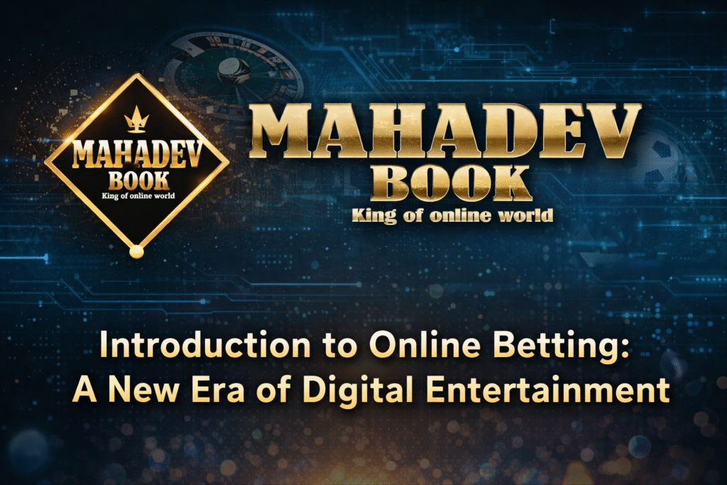 Mahadev Book online betting site banner with logo and sports casino theme