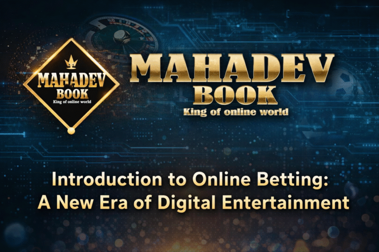 Mahadev Book online betting site banner with logo and sports casino theme